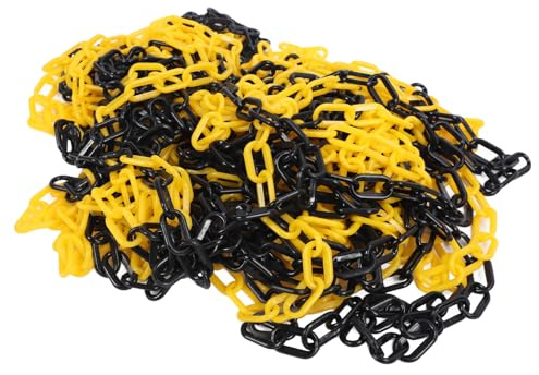 ANKROYU Cadena de seguridad de tráfico de plástico ABS resistente, 6 mm de grosor, barrera de 25 metros de largo para control de multitudes, estacionamientos, construcción de carre (Negro Amarillo)