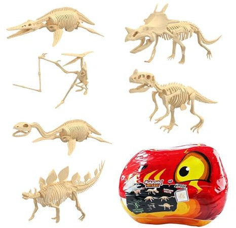 Kit di Scavo Dinosauri,Giocattoli Educativi Divertenti per Imparare lo Scheletro | Set Modelli Puzzle Animali Per Bambini - per Bambini e Bambine Casa Sala Giochi Asilo Scuola Viaggi Feste