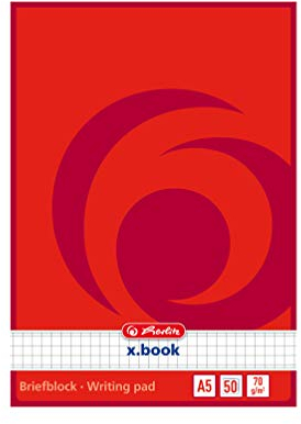 Herlitz Briefblock, 50 Blatt kopfgeleimt (A5 | 5er Pack, kariert)