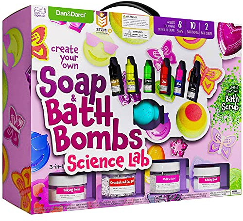 Dan&Darci Soap & Bath Bomb Making Kit for Kids, 3-in-1 Spa Science Kits, Craft Gifts for Girls & Boys Age 6-12 Year Old Girl Crafts: DIY Experiment Toys, Gift for Kid Ages