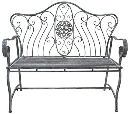 DARO DEKO Metall Sitz-Bank 125cm grau Gartenbank