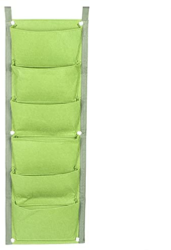 Pflanztaschen Hängend 6-Taschen Wandmontage Pflanzenwachstumstaschen Vertikale Aufhängbare Pflanztasche Filz Pflanzer Pflanzsack für Garten Hof Balkon Dekoration(Grün)