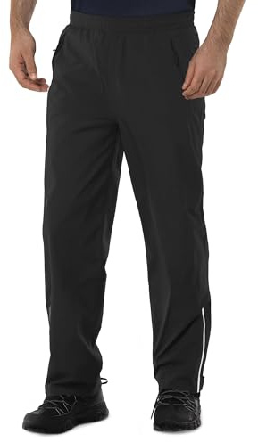 33,000ft Men's Rain Pants Waterproof, Windproof Lightweight Outdoor Rain Over Pants for Fishing Golf Work Hiking Black