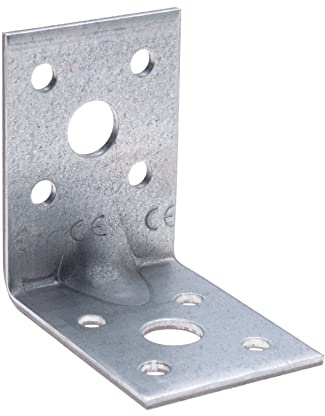 Hörnfästen för Hörnstöd 90 Angle Reinforced Elbow Robust Steel Connector L-Shaped Heavy Duty Wooden Angle Bracket 90x50x50x2 mm Zinc Plated Supporter (Pack of 10)