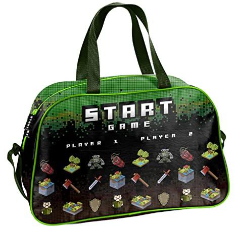 Game Pixel Handtasche Sporttasche Trainingstasche Schultertasche Tasche Reisetasche Sport Bag inkl. leuchtender Anhänger