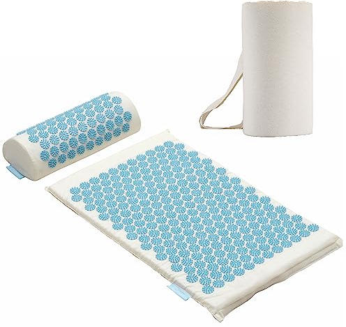Fitleap Akupressurmatte mit Kissen, Massage Matte zur wohltuenden Entspannung und Stimulation der Muskulatur, Akupunktur Matte zur Linderung von Rückenschmerzen und Nackenschmerzen