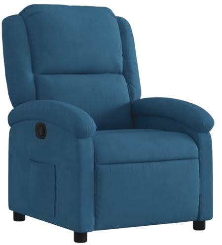 vidaXL Relaxsessel, Sessel mit Liegefunktion, Fernsehsessel Verstellbare Rückenlehne, Liegesessel Ruhesessel Polstersessel, Blau Samt
