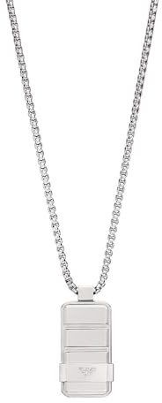 Emporio Armani Cadena con chapa de identificación para hombre de acero inoxidable, EGS3078040, Plateado (Iron Grey)