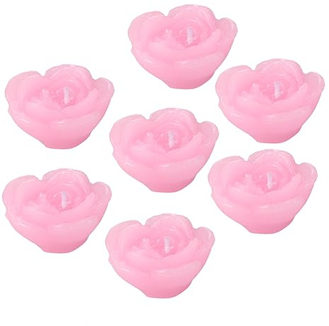 TOPBATHY 12pcs Pink Floating Flower Candles Decorative Tealight Candle Decor for Home Wedding Party Bedroom Paraffin Wax No Smoke for Romantic Atmosphere