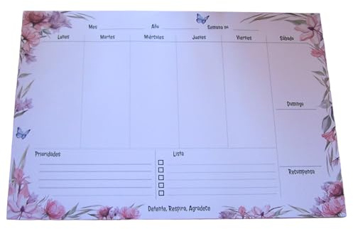 KEKA PLANIFICADOR SEMANAL A3, 52 hojas para 52 semanas, planner sin fecha, organizador semanal de escritorio, 42 x 29,7 cm, ideal estudiantes, opositores, maestras