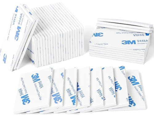 Feiyayi Double Sided Sticky Tape 3mm Thickness Heavy Duty Strong Adhesive Foam Mounting Number Plate Sticky Pads Waterproof Adhesive Tape Rectangle (White) 40 Pcs