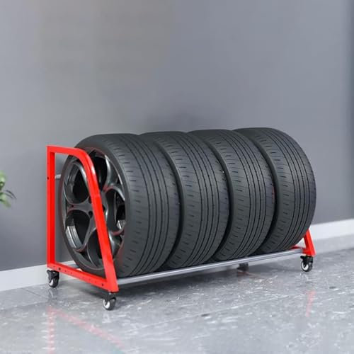Generisch Reifenregal auf Rollen, Reifenlagerregal, Hochleistungs-Reifenpräsentationsregal mit Rädern, großes Reifenlagerregal für die Garage, Reifenhalter für 4 Saisonreifen