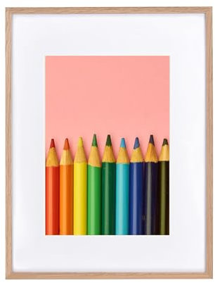 LYYYYX Cornice portafoto in legno con passepartout, 30 x 40 cm, con vetro acrilico da appendere verticalmente o orizzontalmente, in rovere per foto, poster, puzzle, set da 1 pezzo