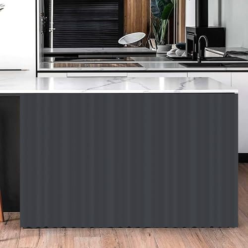 Highdi Cortinas de Gabinete con Hook y Loop, 3D Cortinas Cocina Cortas Color Sólido Moderno, para Cocina y Gabinete de Zapatos, Gabinete de Libros y Debajo del Fregadero (Gris 2,60 x 90 cm)