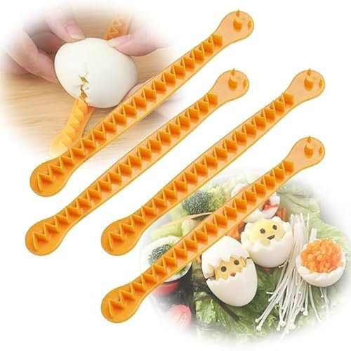 Tagliauova per uova alla diavola, forma verticale a pressa, per uova sode, taglia uova alla diavola a metà, per uova di quaglia cotte, gadget da cucina (4 pezzi, arancione)