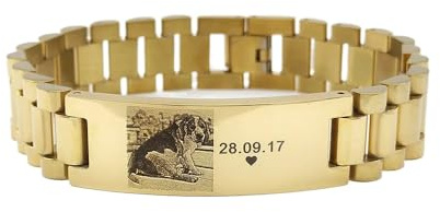 Keruidian personligt foto män armband anpassat bild/textarmband 1,5 cm brett rostfritt stål smycke gåva till far make son, En storlek, Rostfritt stål, Ingen ädelsten