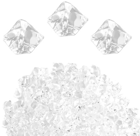 Tabanzhe Clear Fake Crushed Ice Rocks-200 Pcs Acrylic Diamond Crystal Gems Fake Ice Cubes for Table Scatter Decoration,Wedding Display,DIY Crafts,Vase Fillers,Party Home Decor(Clear)