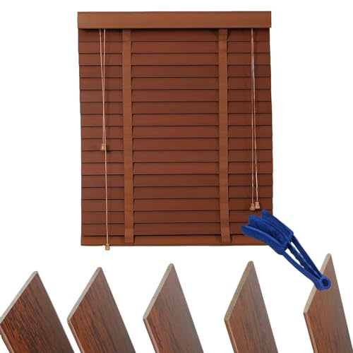 Tende Veneziane In Legno Su Misura Persiana Orizzontali Veneziana Da Interno Finestre 30 33 40 43 50 60 70 80 120 140 150 160cm Privacy E Protezione Anti-UV(Marrone)