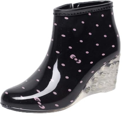 Bottes de pluie en caoutchouc pour femme avec talon compensé - Bottes de pluie courtes - Antidérapantes et imperméables - Chaussures d'eau imperméables pour femme - 41, Rose, 38 EU