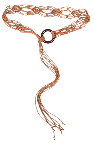 ibasenice Cintura intrecciata da donna con nappa in cotone cintura annodata in corda per abiti accessorio moda boho per feste e appuntamenti