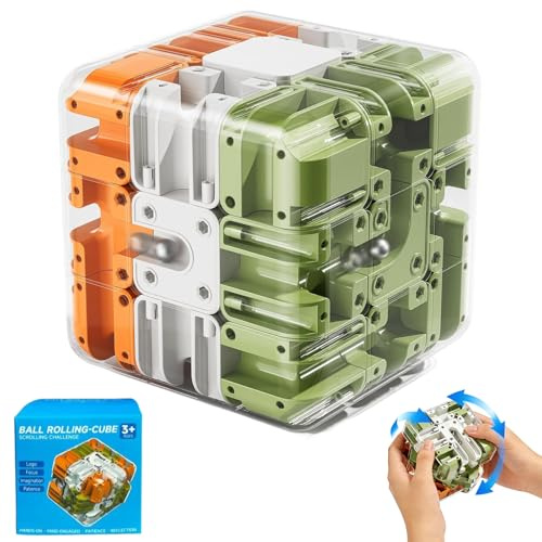 3D Maze Cube,Marble Labyrinth Cube,Engaging Puzzle Brain Teaser Toy for Adults,Educational Learning Toys for Logical Thinking,Color-Match Game,Fidget Sensory Toys