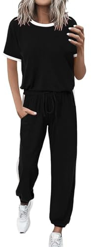 Completo Donna Estivo Casual Curvy Tute 2 Pezzi Leggera Cotone T-Shirt Maniche Corta E Pantaloni Larghi Set Coordinati Abbigliamento Completi Da Casa Elegante Taglie Forti Tuta Comodi Moda Spiaggia