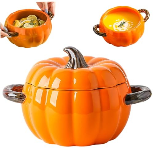 Pentola Da Forno Olandese Per Zucca Con Coperchio E Manico, Forno Olandese Per Zucca In Ceramica Antiaderente Da 1, 7 Litri, Pentola Da Cucina A Riscaldamento Uniforme Per Zuppa In Umido, Con Coperchi