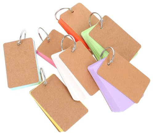 Hemobllo 7 Ensembles Fiches Vierges en Papier Coloré avec Anneaux, Cartes Mémo Lisses pour Écrire, Planifier et Organiser, pour Notes, Apprentissage et Carnets de Voyage Couleur Aléatoire
