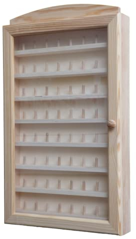 Sammlervitrine Fingerhüte. Für 64 Fingerhüte. In Holz zu malen. Maßnahmen (weit / unterst / hohe): 30 * 6.5 * 54 cm.