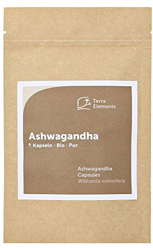 Terra Elements Bio Ashwagandha Kapseln (400 mg, 150 St) I Indischer Ginseng I Schlafbeere I 100% rein I Vegan I Rohkost