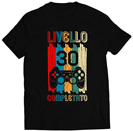 Colorfamily Maglietta 30 Anni Vintage Livello 30 Completato – Idea Regalo Compleanno 30 Anni Uomo Gamer