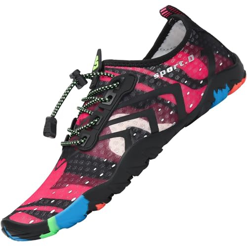 SAGUARO Water Shoes for Women Men Quick Drying Wet Beach Aqua Shoes for Swim Sea Surfing Diving Sailing Pool Camouflage Pink 42 EU/8 UK