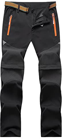 Maeau Pantaloni da lavoro 2 in 1, con zip off, per bambini, ad asciugatura rapida, leggeri, impermeabili, per attività all'aria aperta, da trekking, con cintura, primavera, estate, autunno, 116-152,