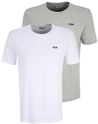 FILA Herren Brod Tee/Double Pack T-Shirt, Bright White-Light Grey Melange, M