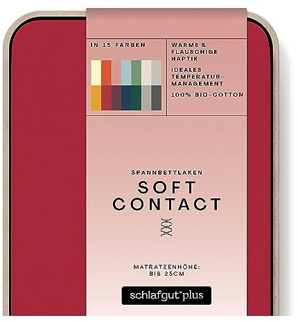schlafgut Soft Contact Spannbettlaken bis 200x200cm, Red Deep aus 100% Biobaumwolle wärmend
