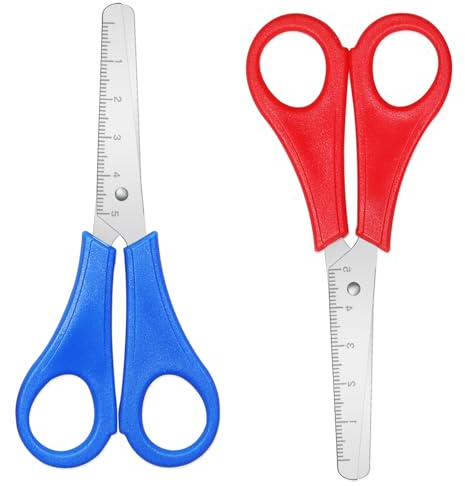 2Pcs Blunt Tip Kids Scissors with cm Scale, Children Safety Scissors for DIY Craft, Kids Scissor for Scrapbooking