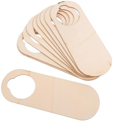 Amosfun 20 Pièces signe suspendu à la porte cintre signe suspendu de porte vierge poignée de porte bouton de porte panneaux en bois non finis affichettes de porte vierges Ménage brancher