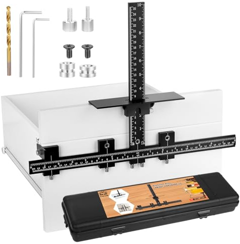 Cabinet Hardware Jig Template - Adjustable Drawer Handle Knob Installation Tool - Woodworking Punch Locator Drill Hole Guide Jigs for Mounting Door Pull - Cabinet Handle Jig of Aluminum Alloy