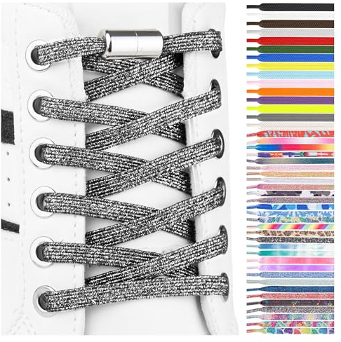 SULPO 2 Paires Lacets élastique plats - attache rapide - Lacets colorés à fermeture rapide - Lacets élastiques pour chaussures - Caoutchouc - Lacets - Lacets enfants & adultes pour baskets