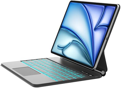 IVEOPPE Magic Keyboard iPad Air 13 M3 2025/M2 2024, svävande stativdesign, upplyst multi-touch-styrplatta fodral tangentbord för iPad Pro 12,9 (6/5/4/3. Gen)/Air 13 tum M3/M2, svart