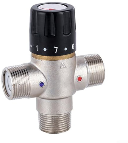 Válvula mezcladora termostática, válvula mezcladora termostática de latón DN20 de 3/4 pulgadas, temperatura del agua, control de termostato para calefacción solar