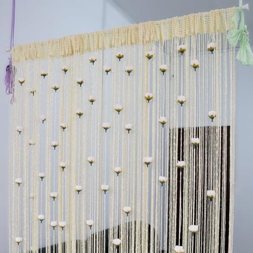 MObyat Perlenvorhang Für Türen 100 X 200cm Fadenvorhang Als Insektenschutz, Gardine Fadenvorhang, Hängender Dekorative Türvorhänge Panel, Für Schlafzimmer Wohnzimmer Balkontür(Beige)