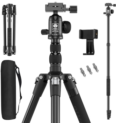 SIRUI APT-02 Stativ Kamera Einbeinstativ 2-in-1, 200 cm höhenverstellbar, mit 360° Kugelkopf, max. Tragfähigkeit 10 kg, kompatibel mit DSLR spiegellosen und Smartphones, inkl. Handyhalterung