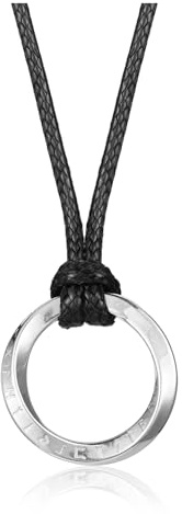 PiercingJ Norse Viking Necklace for Men Stainless Steel Adjustable Rope Chains Vintage Amulet Pendant Jewelry Gift (Round-Silver)