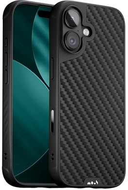 Mous Hülle für iPhone 17 6,3, kompatibel mit MagSafe [Kamerasteuerung Cover] - Limitless - Schützende iPhone 17 Carbonfaser Hülle – Stoßfest, Voller Kameraschutz, Kratzfeste Rückseite, Black