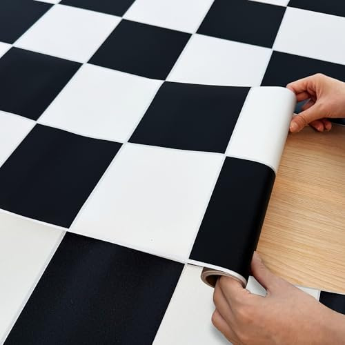 4.8m² Vinyl Flooring Roll, 30cmX 5m, Laminate Black and White,Marble Peel n Stick Floor Tiles,Waterproof Covering for Bedroom, Living Room,Rental (4.8m² Black & White)