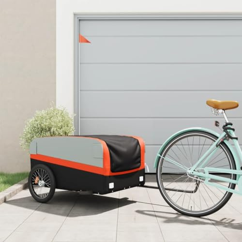 Générique Remorque de vélo Noir et Orange 45 kg Fer,Équipements Sportifs,Loisirs de Plein air,Cyclisme,Accessoires de Cyclisme,Remorques de vélo,Orange,8.75 KG,94047