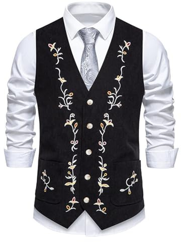 Chaleco de pana para hombre, chaleco de esmoquin ligero para boda, casual, sin mangas, con cuello en V, ajuste regular, chaleco ligero de esmoquin para boda, casual, sin mangas, Negro, S