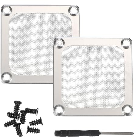 PATIKIL 60 mm fläktfiltergaller 2 stycken ultrafint aluminiumgaller ventilation dammskydd PC skydd för kylfläktar med skruvmejsel och skruvar silver