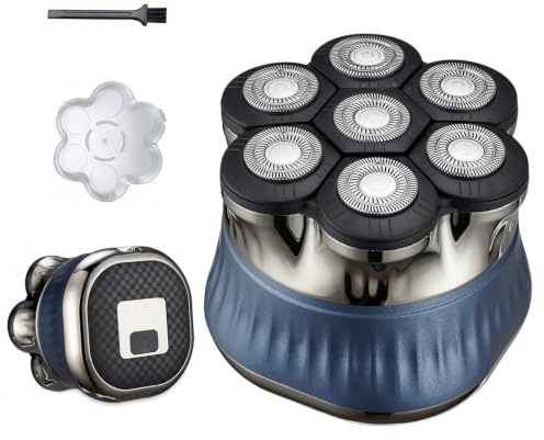 Afeitadora Cabeza Hombre, 7D Máquina de Afeitar Cabeza con 2 Velocidades, Impermeable Afeitadora para Calva en Seco y Húmedo, Regalo Ideal de Cuidado Masculino